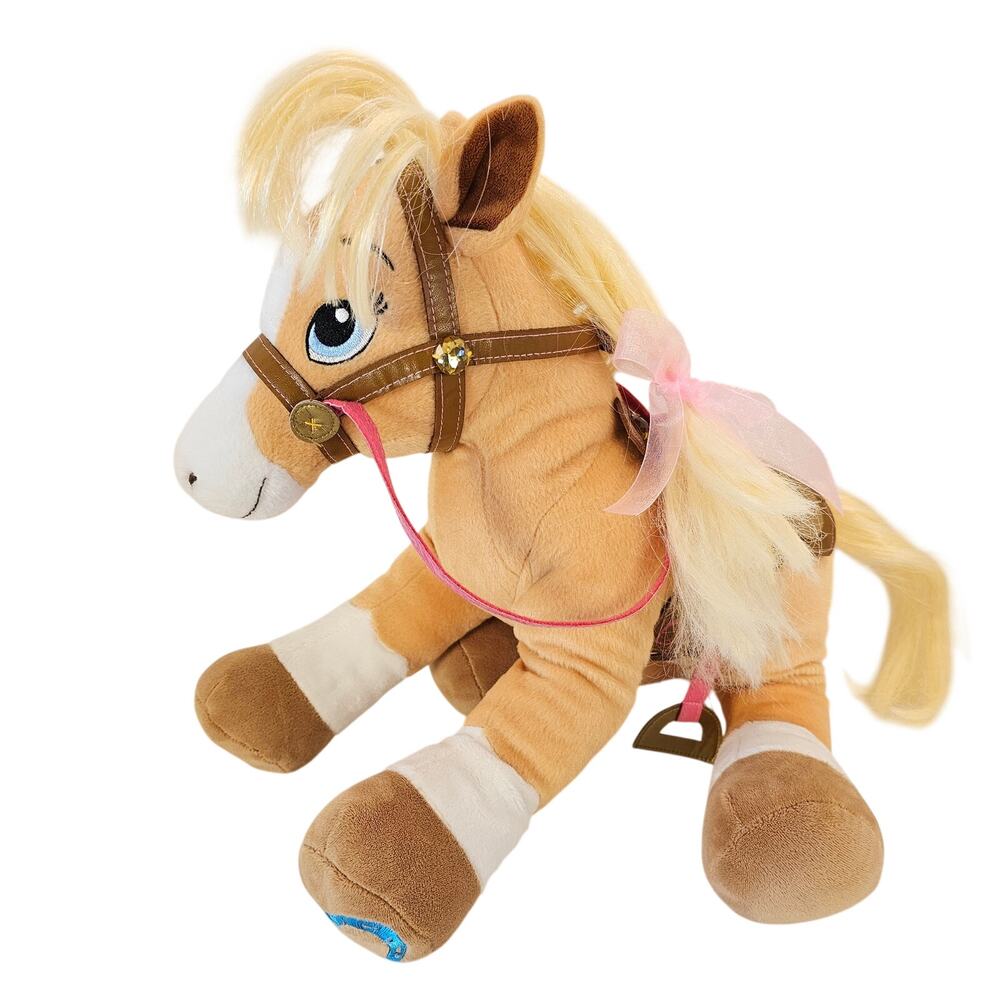 Build-A-Bear Workshop Plush Horse Pony Saddle Pink Reins 16” Stuffed Animal 2017